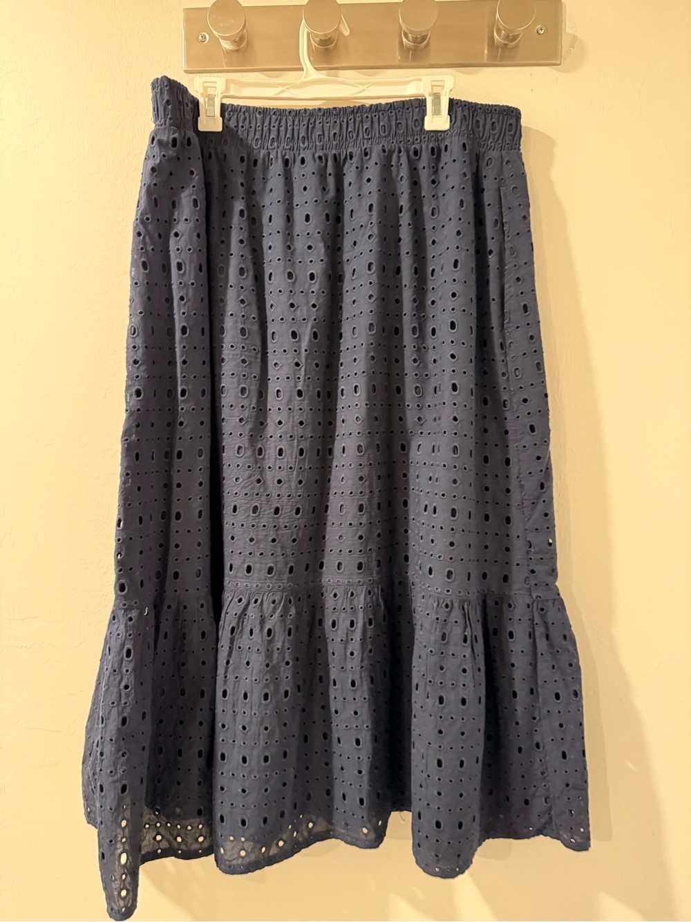 Time and Tru Navy Eyelet Tiered Maxi Skirt